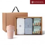 송월타올 리빙 기프트세트 37 (호텔컬렉션 클래식40 2P + 실리콘텀블러500ml 2P)