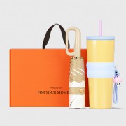 벨솔라 비너그립 투톤 초경량 우양산 미니 컬러암막 5단 양우산 선물세트+스트로우 커버 컬러 텀블러세트 710ml
