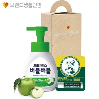 브생건372호 2종세트(크리넥스 버블버블 거품형 핸드워시+멘소래담 메디케이티드 립밤)