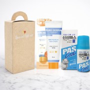 여미니 2종세트_ 엘지퓨어더마 선크림+신신파스 롤온쿨연고(손잡이박스)