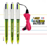 빅 4칼라(3색+형광색) 플루오 볼펜&목걸이 볼펜