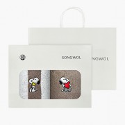 [송월타올] 170g 스누피 멜로우 2매세트(스트라이프1+심플무지1)+쇼핑백