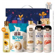 페트해바라기유 밀가루 맛술 전복간장 홍게간장 5종선물세트