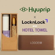협립 3단60엔티크 고밀도 완전자동우산 +락앤락 테이블머그+협립호텔코마170타월-세트