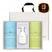 송월 생활공작소 3P 세트 (스윗하트 하니 타올 2매 + 핸드워시 250ml 1개)