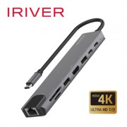 아이리버 IHC-HW12-HUB8 100Mbps HDMI 4K 영상지원 LAN 8in1 멀티 허브