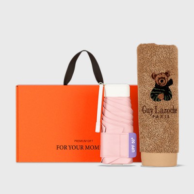 벨솔라 밀키 포켓 초경량 우양산 미니 컬러암막 5단 양우산 선물세트 답례품+무한타올세트 기라로쉬 베어 140g 수건세트
