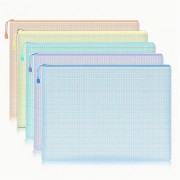 384_5PCS A4 투명 그리드 지퍼 방수 백