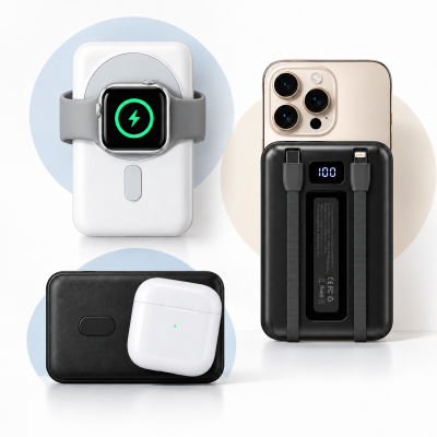 파인큐브 맥세이프 보조배터리 10000mAh 무선충전거치대 M-DOC