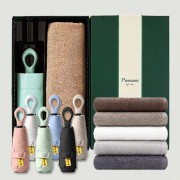 라이트핏 O링손잡이 5단 암막양우산+송월뉴컬러무지150g 우산타올 선물세트