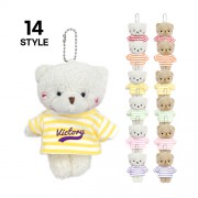 귀여운 줄무늬 스트라이프 옷 볼터치 곰 인형 키링 열쇠고리 키홀더 굿즈 제작 단체 선물 행사