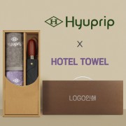 협립 3단60엔티크 고밀도 완전자동우산 +협립호텔코마170타월2P-세트