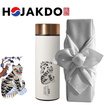 한국전통 K컬쳐 까치와호랑이 호작도 파우더 데일리 텀블러 440ml (보자기 포장)