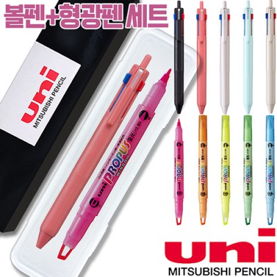 uni제트스트림3색507(0.5)+프로퍼스윈도우형광펜세트