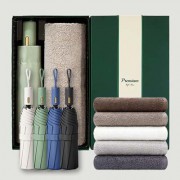 라이트핏 로얄버튼 3단자동 암막양우산+송월타올뉴라이트무지150g 우산타올 선물세트