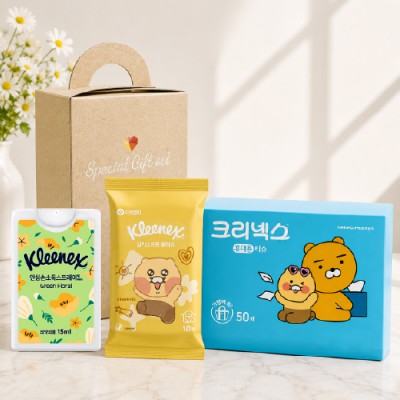 브생건89호 3종세트(크리넥스안심손소독스프레이+카카오물티슈+카카오휴대용티슈)