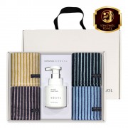 송월 생활공작소 5P 세트 (호텔 스트라이프34 타올 4매 + 핸드워시 250ml 1개)