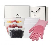 웰세스 실리콘지퍼백6종 500(2ea)+1000(2ea)+1500ml(2ea)+실리콘 브러시 설거지 수세미 일체형 고무장갑 1P 세트