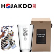 한국전통 K컬쳐 까치와호랑이 호작도 샤이닝 글라스컵 480ml 1P 선물세트
