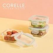 코렐_코디네이츠 브리즈 유리밀폐용기 정사각 3종
