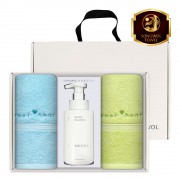 송월 생활공작소 3P 세트 (스윗하트 하니 타올 2매 + 핸드워시 500ml 1개)