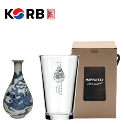 한국전통 K컬쳐 조선 백자청화 샤이닝 글라스컵 480ml 1P 선물세트