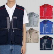 남자 여자 단체 행사 어깨포인컬러 망사 조끼 (M~3XL)