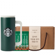 스타벅스 SS 뉴턴 하우스 그린 텀블러 355ml + 스타벅스 스틱커피 + 기프트박스