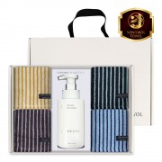 송월 생활공작소 5P 세트 (호텔 스트라이프34 타올 4매 + 핸드워시 500ml 1개)