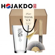 한국전통 K컬쳐 호작도 샤이닝 글라스컵 480ml 실크부채 선물세트
