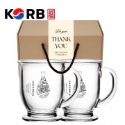 한국전통 K컬쳐 조선 백자청화 클래식 글라스 머그컵 440ml 2P 선물세트