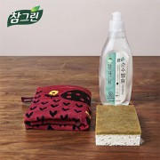 참그린 친환경 주방세제 친환경수세미 순면 캐릭터 주방타올 3종세트