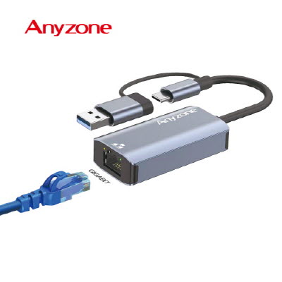 애니존 이중 커넥터(USB-A+C타입) 기가비트 이더넷 허브 ANY-HUB9